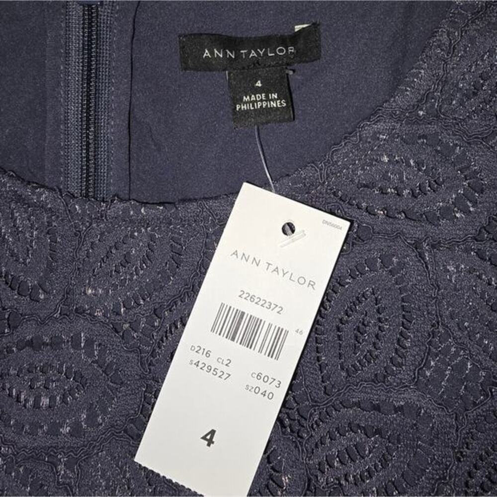 Ann Taylor Bue Grey Lace Shift Dress Scallop Edge Style Women's Size 4 New - Picture 8 of 9